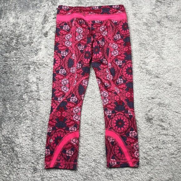 Lululemon Run Inspire Crop Legging Prisma Guava Lava Rose Print - Picture 3 of 11